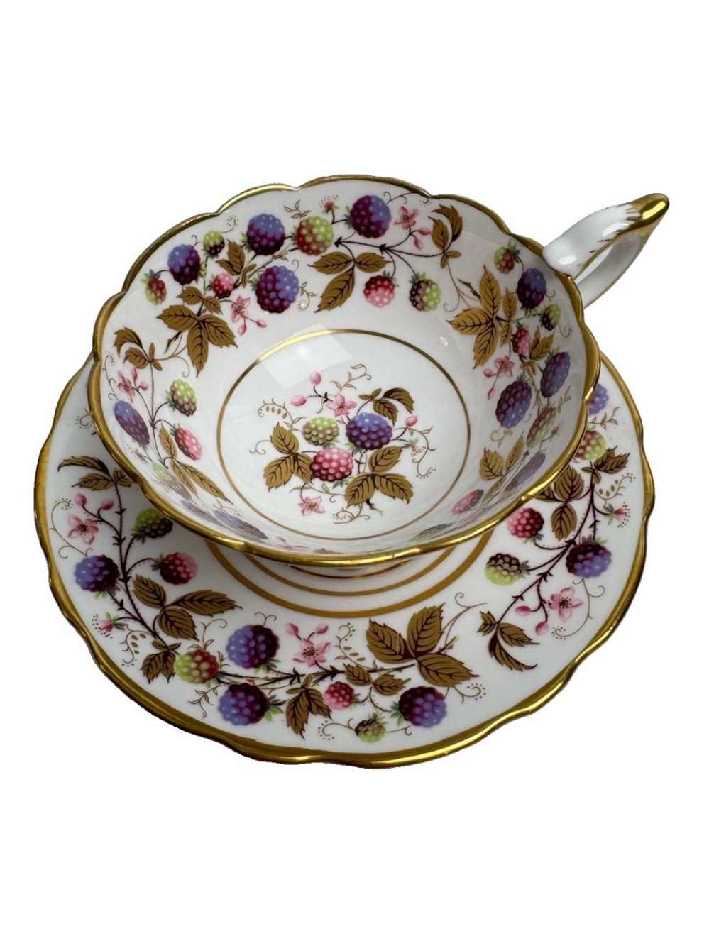 Royal Stafford Bone China Cup & Saucer - England - "Golden Bramble" Gold Trim